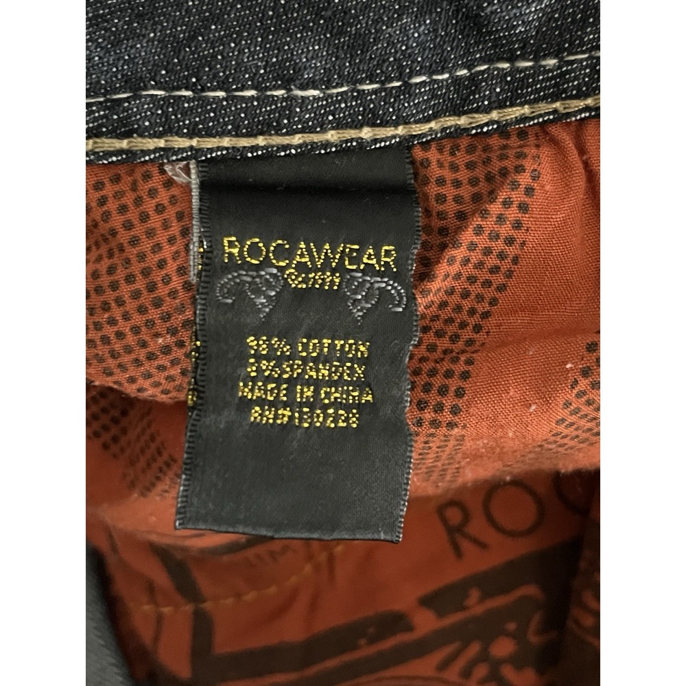 Vintage Rocawear Women's Jean Dark Wash Embellished Zipper Back Legs Capri Sz 16 - Picture 13 of 16